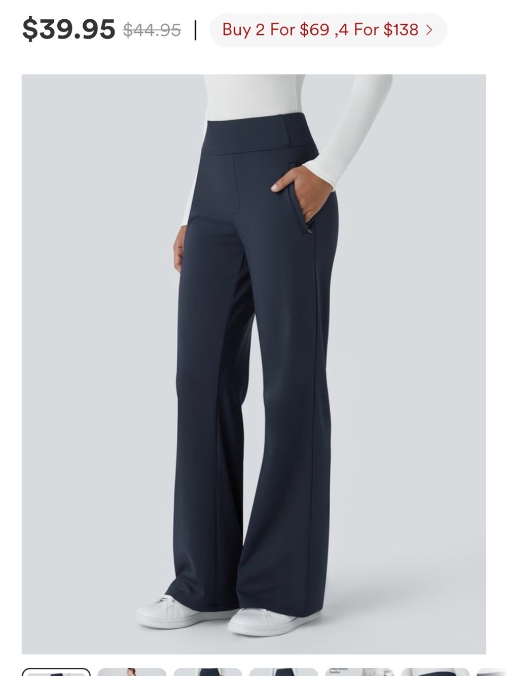 HALARA Midnight Blue High-Rise Wide-Leg Ponte Pants